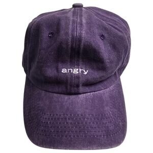 Angry Vibes Snapback Hat Purple Flat Brim Adjustable Streetwear Cap One Size